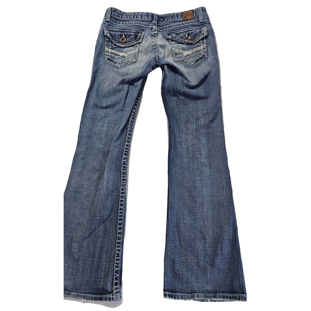 BKE Stella Womens 31R Medium Wash Bootcut Jeans Distressed Stretch Denim - Picture 2 of 4
